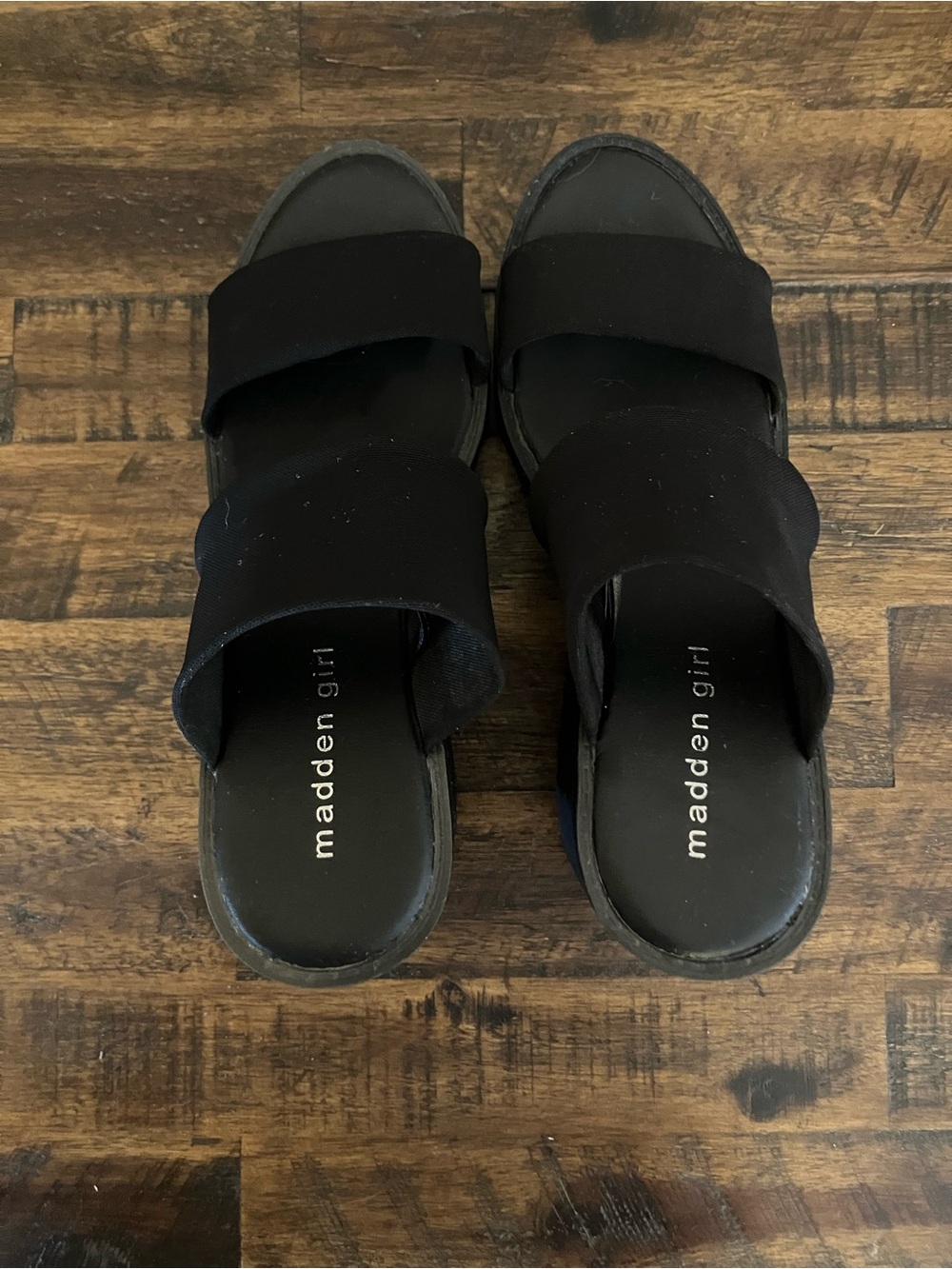 Madden Girl Black Wide Strap Platform Sandals - Picture 3 of 4